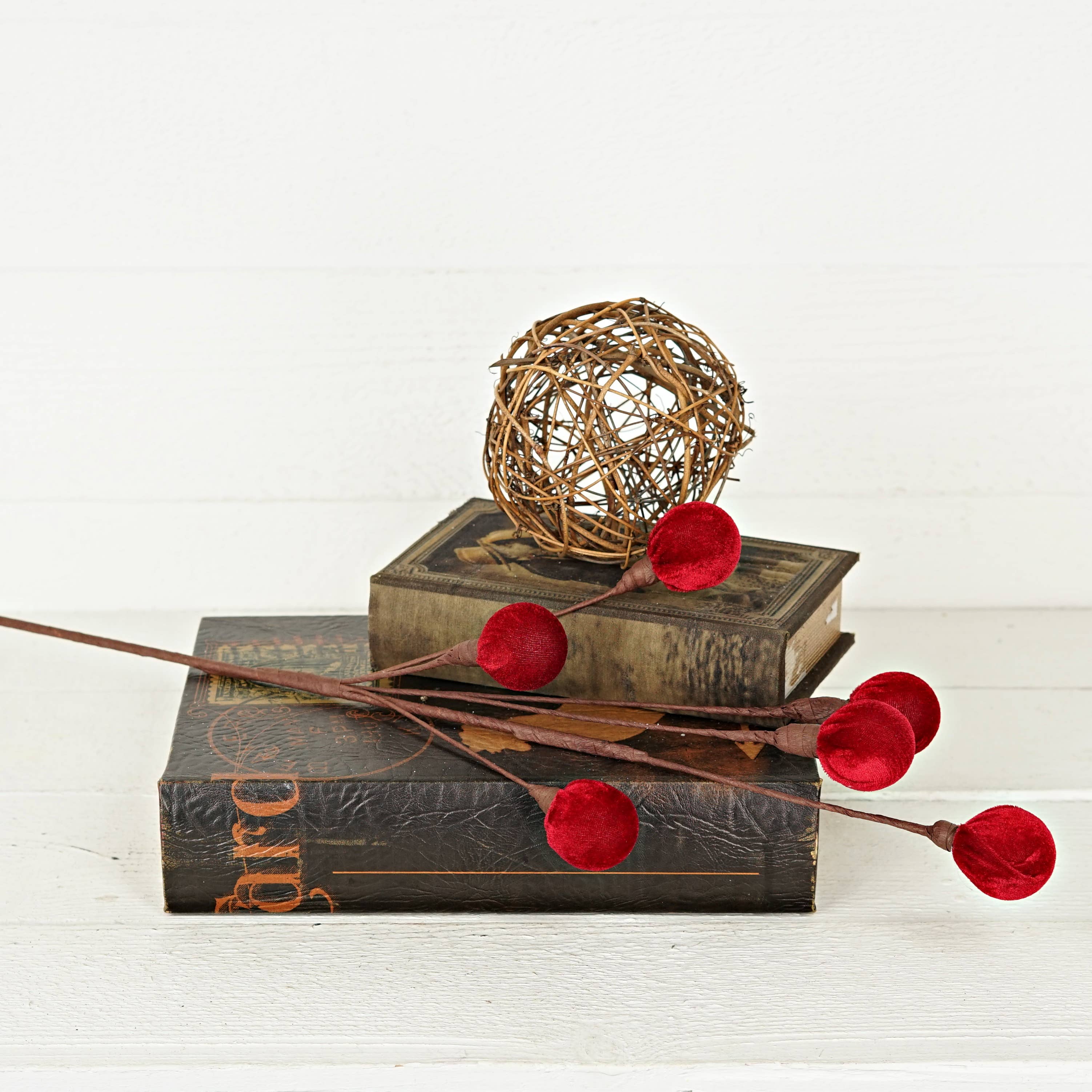 Holiday Depot Inc. - Wholesale Christmas Decoration - 511053- 27inL Branch-Deep Red Velvet Berry Ball Spray-1