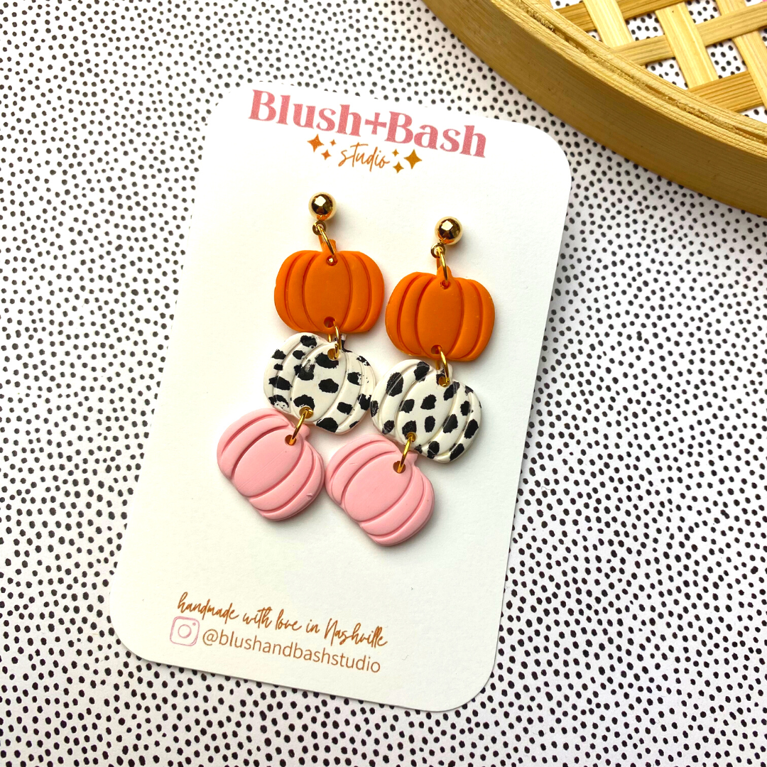 Blush and Bash Studio - Vente Boucles d'oreilles pendantes - Boucles d'oreilles pendantes citrouilles1