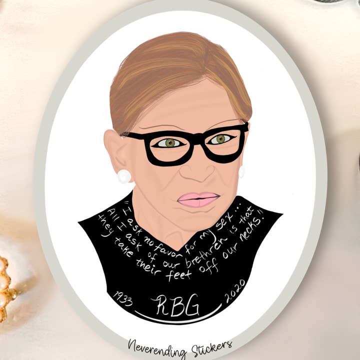 Neverending Stickers - Wholesale Sticker - Neverending Stickers - Ruth Bader Ginsburg - Notorious RBG - Vinyl Sticker - 3.25x4 or magnet0