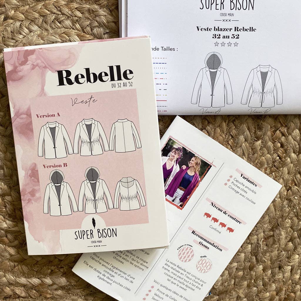 Super Bison - Vente Kits de couture - Patron Veste Rebelle (32 au 52)1