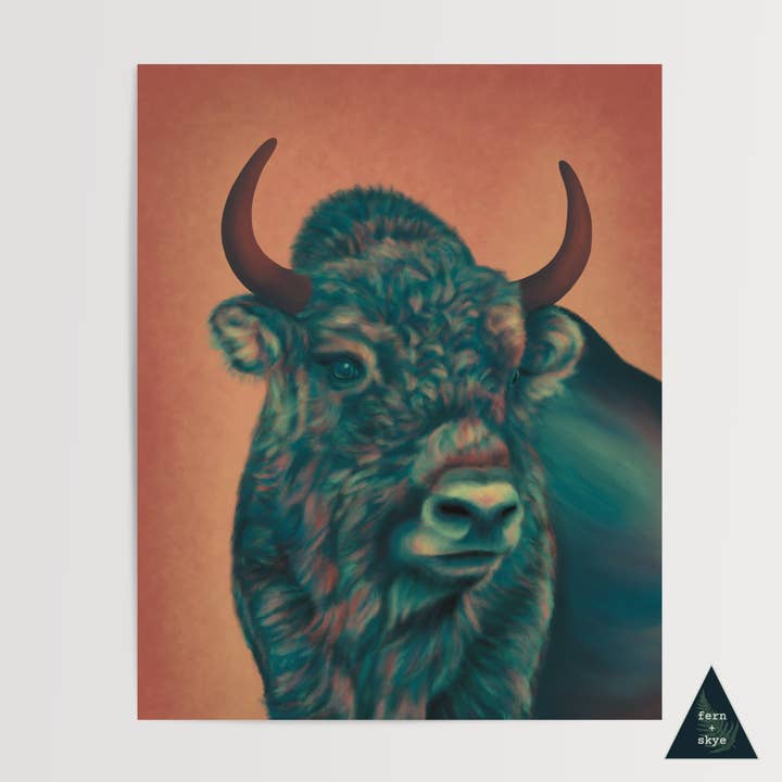 Bold Bison Art Print for wholesale by Fern and Skye