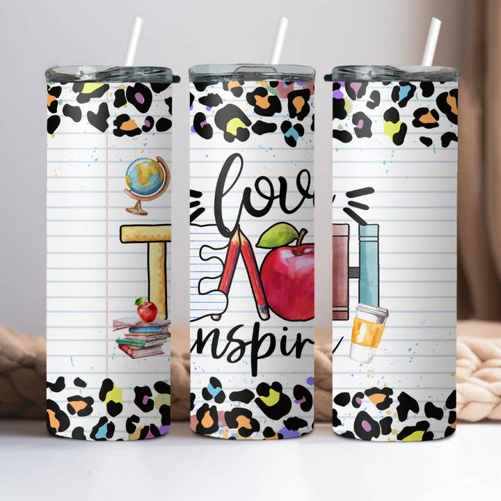 Teach Love Inspire Cheetah Tumbler for wholesale by Wicked Flower Creations