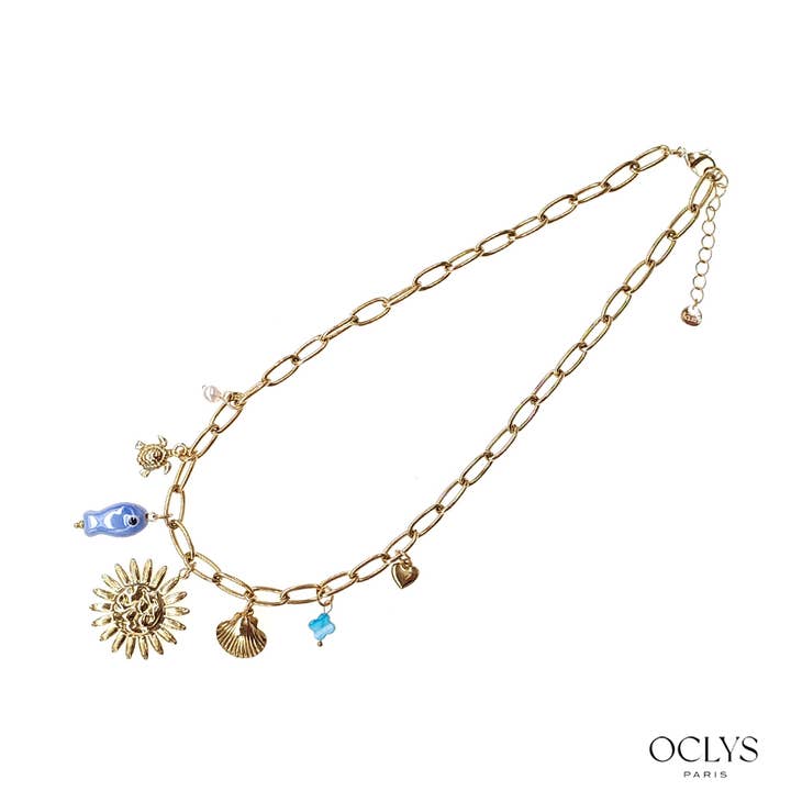 Oclys - Wholesale Pendant/Charm Necklace - Dana gold stainless steel sun fish charm necklace3