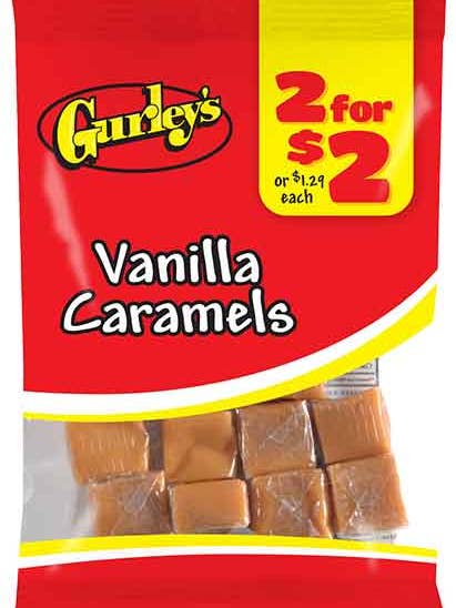 VANILLA CARAMELS 2 FOR $2.00 - GURLEYS for wholesale by Hudson Meat Company