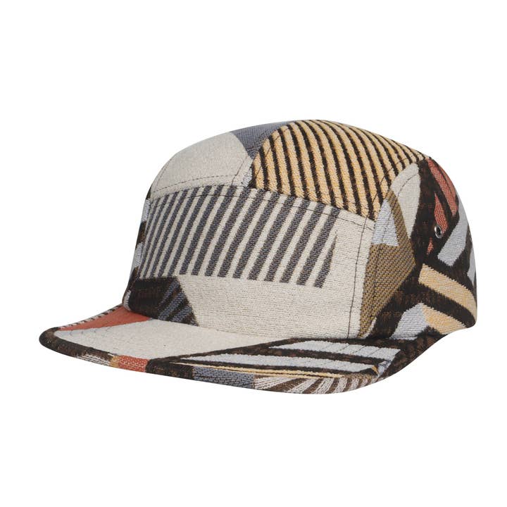 HATPHILE - Wholesale Flat Brim Cap - Unisex - Hatphile Random Patch Jacquard 5 Panel Hat Camp Cap