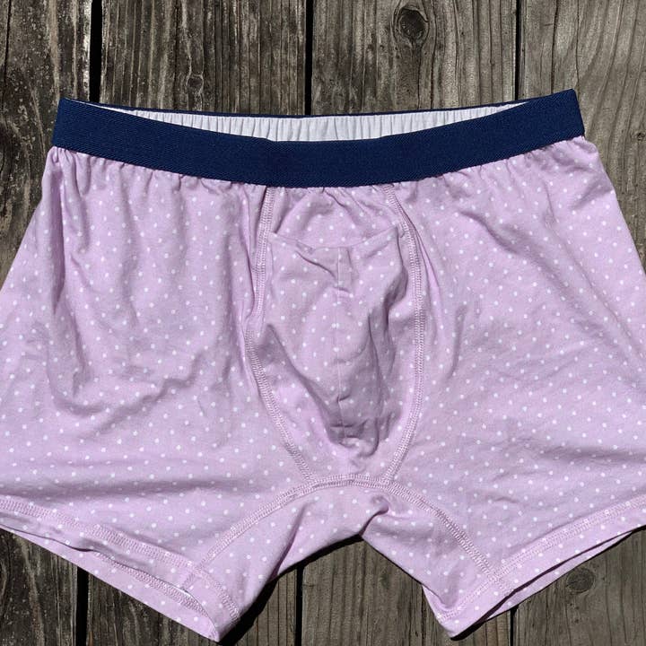 Organische boxershort voor heren: lavendel-polkadot-print voor wholesale door Opok