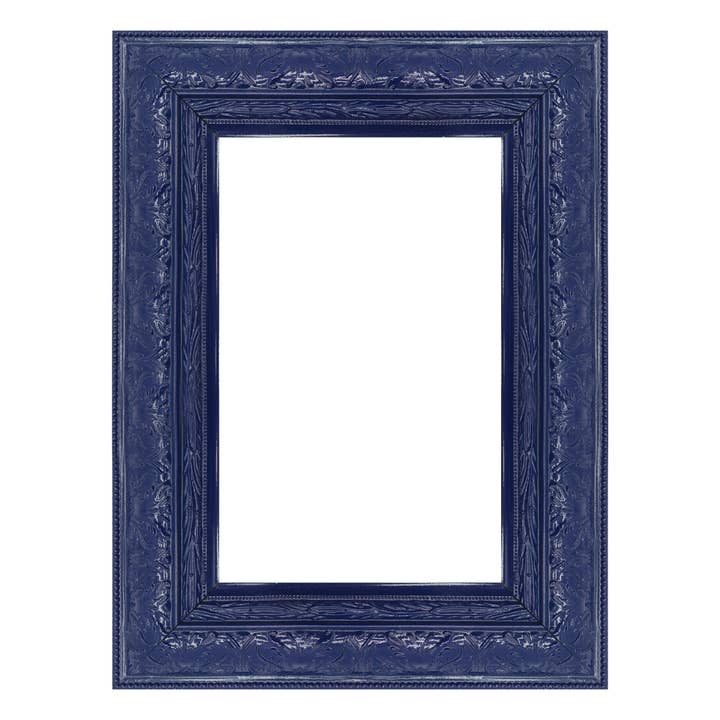 Hand Painted Navy Ornate 2 1/2 Wide Wood Picture Frame for wholesale by Print Frame Box