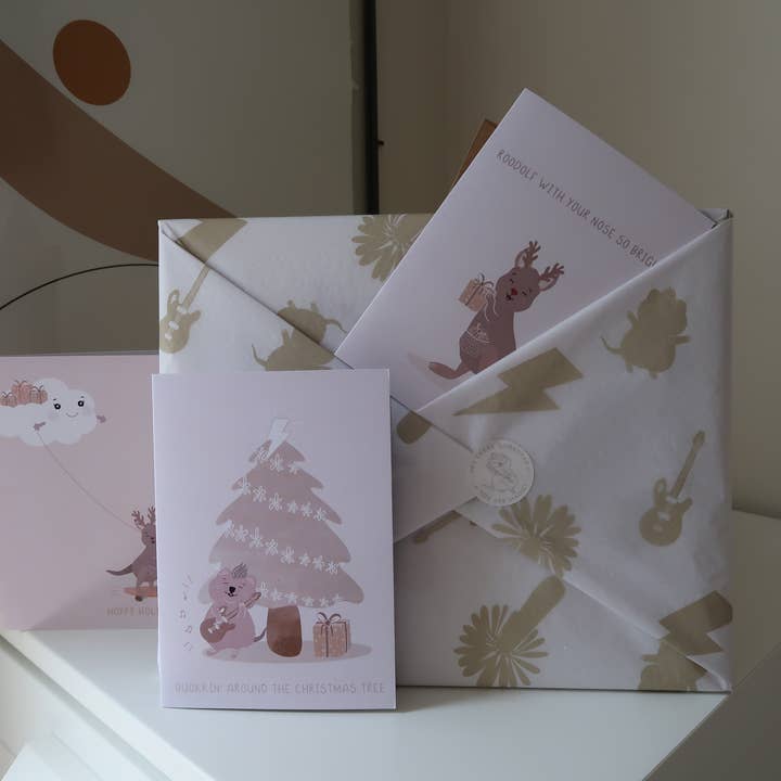 Quokka the Rocker - Wholesale Christmas Card - Quokkin' Around - AUSTRALIAN GREETING CARD, CHRISTMAS, XMAS