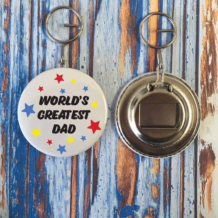 Verdens største far flaskeåbner nøglering for engroshandel hos Dios Designs