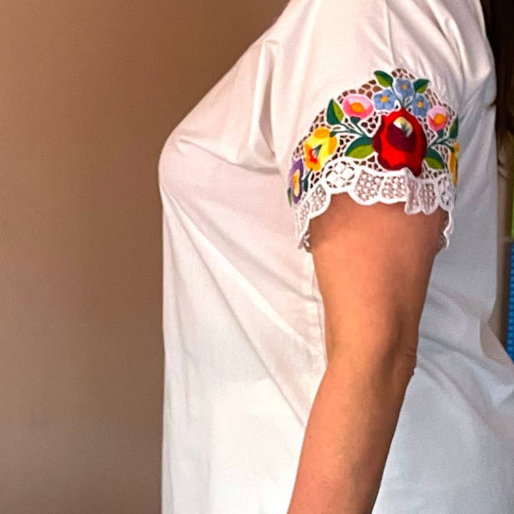 Vintage Hungarian Handmade Blouse. Colorful Hand Embroidered for wholesale by Kalocsa