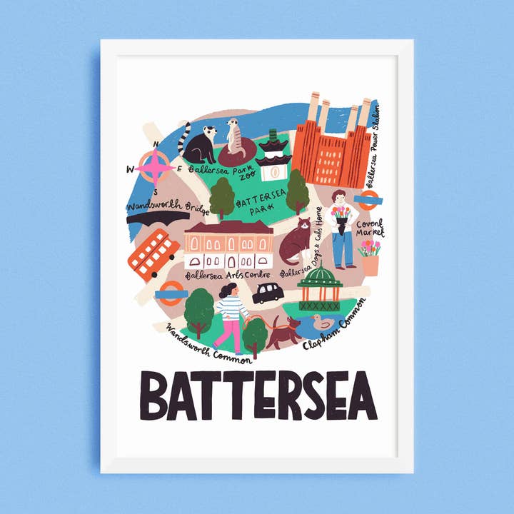 Battersea Map Print for wholesale by Lauren Radley