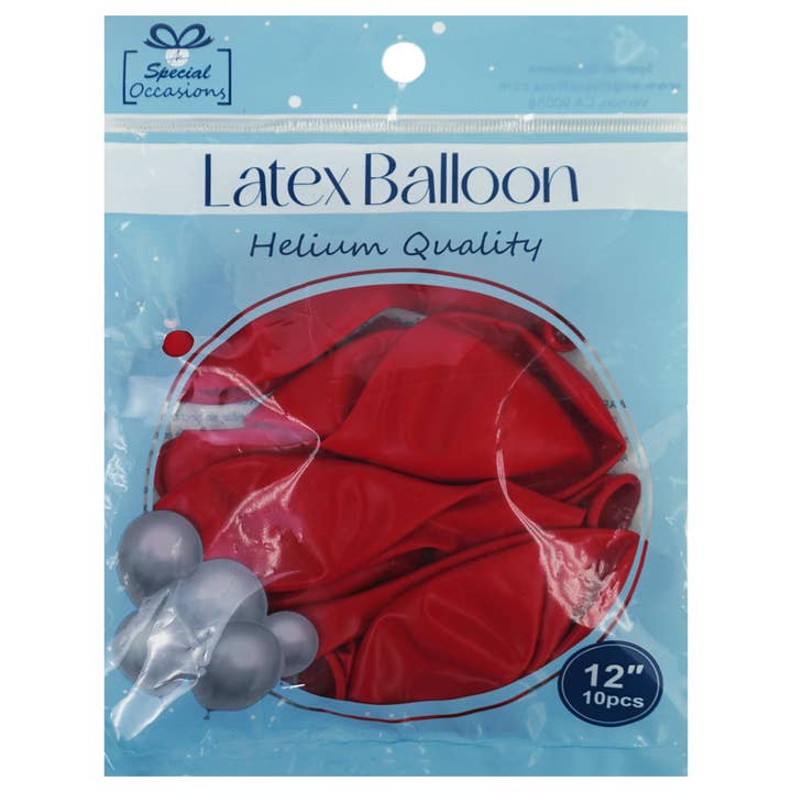 Red Latex Party Balloon, 12in, 10ct for wholesale by Angels Craft