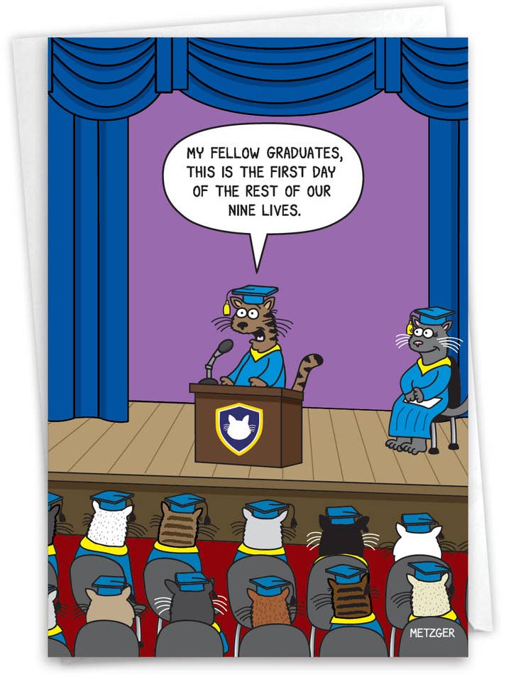 1 Funny Graduation Card - Cat Valedictorian - NobleWorks for wholesale by NobleWorks