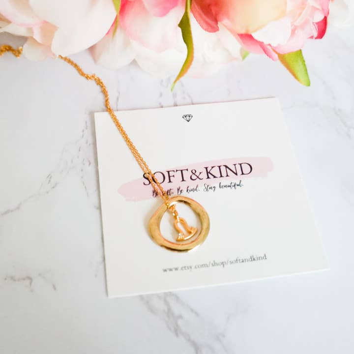 Personalized zodiac necklace with circle hoop for wholesale by Soft and Kind