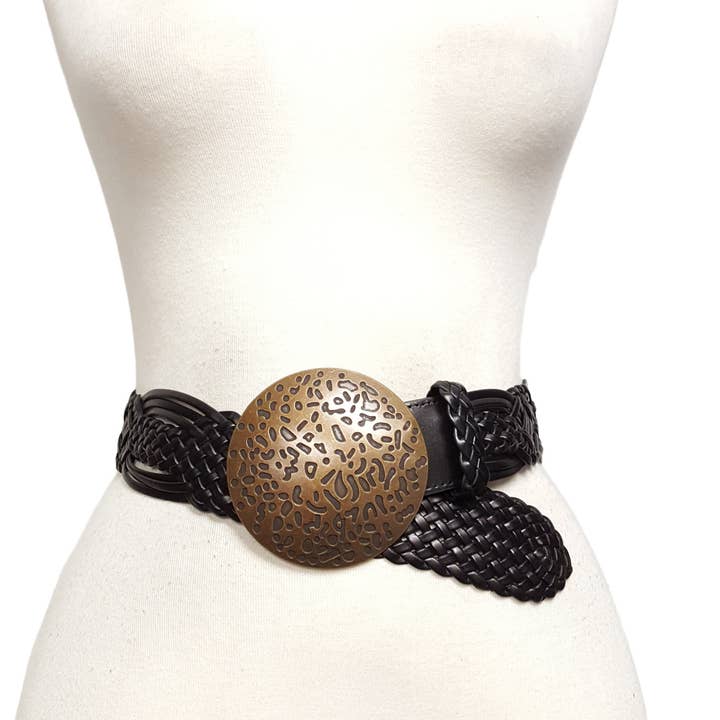 Axesoria West - Wholesale Belt – Women's - Hand Braided Leather Belt with Copper Round Buckle2