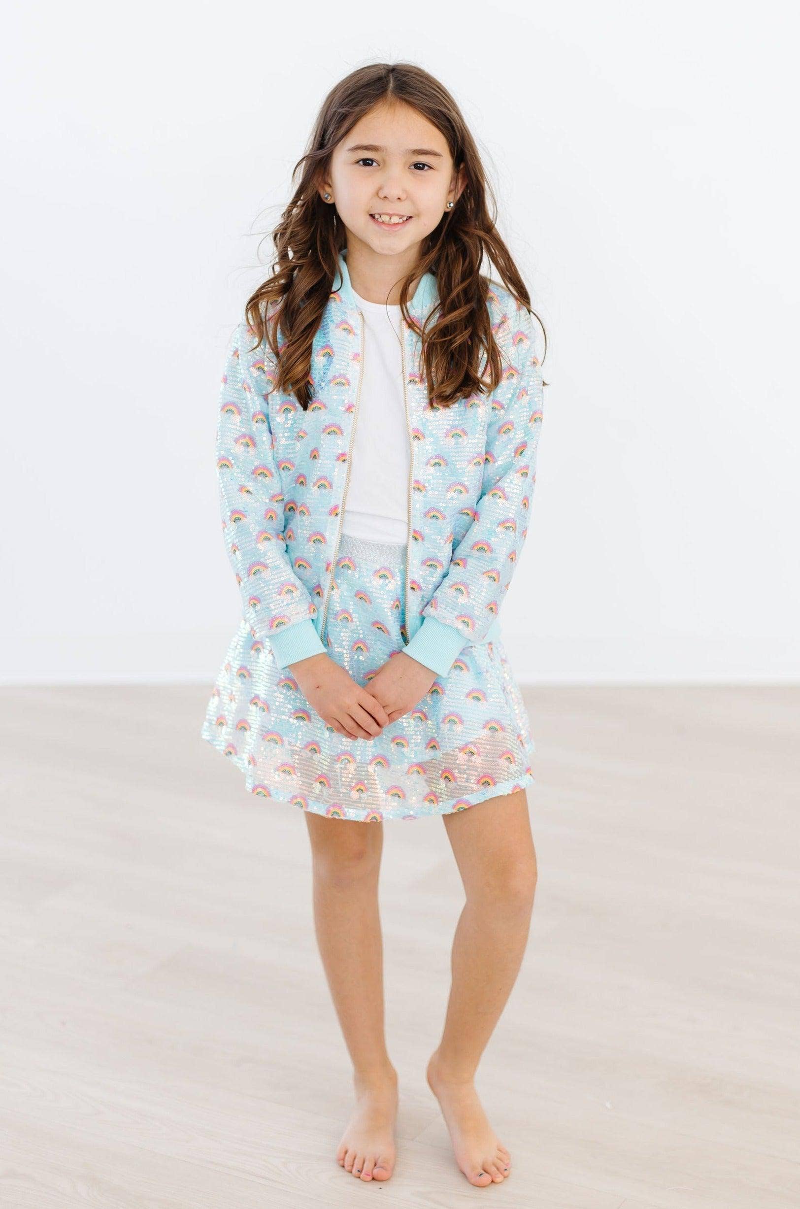 Mila & Rose - Wholesale Jacket - Kids - Mint Rainbow Sequin Jacket2
