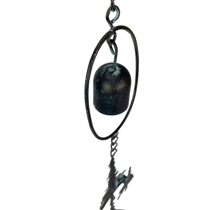 Zeckos - Wholesale Outdoor Ornament/Decor - 70-Inch Metal Rain Chain with 5 Forest Tree Silhouettes & Zen Bells, 3.25-Inch Diameter, Decorative and Functional Downspout Alternative14