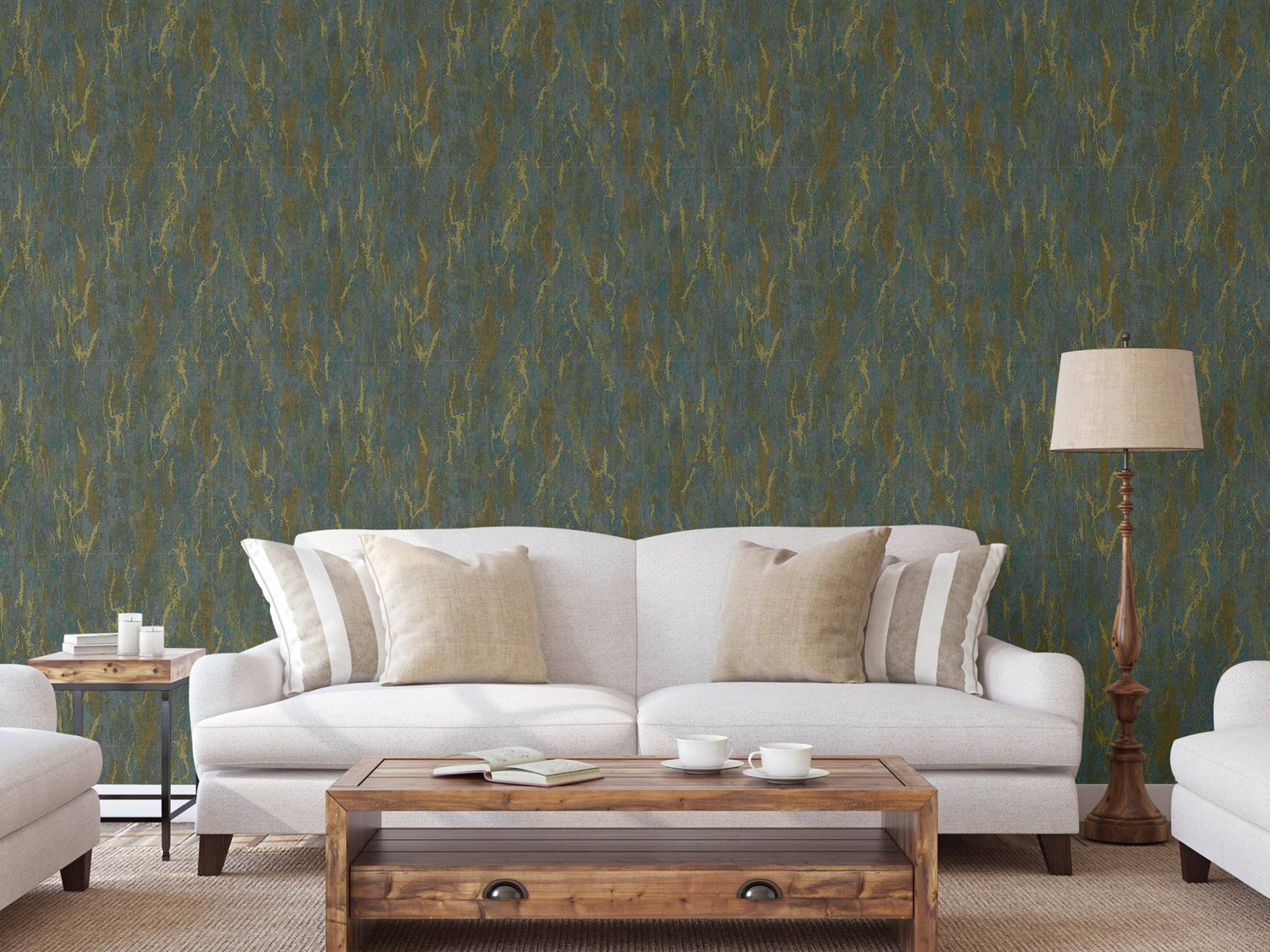 Walloro Luxury Embossed Wallpaper - Wholesale Wallpaper - Modern Embossed Green Gold Sparkling Wallpaper, Home Wall Decor, Aesthetic Wallpaper, Textured Wallcovering Non-Adhesive and Non-Peel5