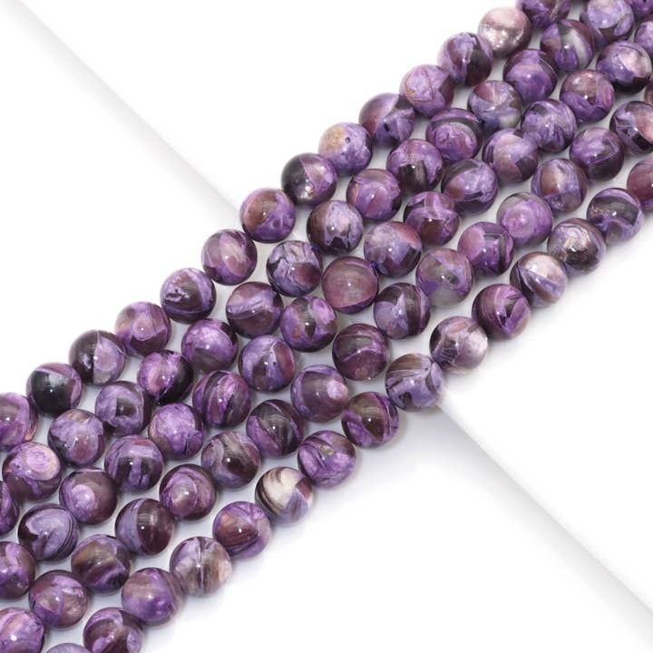 BestBeads&Beyond - Wholesale Beads - Genuine Purple Golden Lepidolite Round Smooth Beads, 6mm/8mm/10mm/12mm, Sku#U16002
