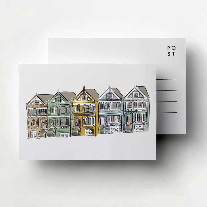 Painted Ladies San Francisco Bay Area Postcard for wholesale by Annie Montgomery Design