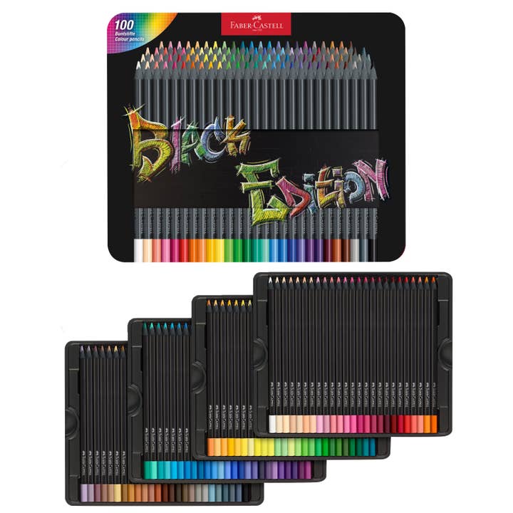 Super Soft Black Edition Colored Pencils, Tin of 100 for wholesale by Faber-Castell / Creativity for Kids