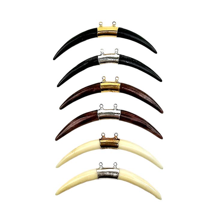 Horn Pendant Bone 3 inch Double You Choose Color and Finish for wholesale by Jewelers Paradise