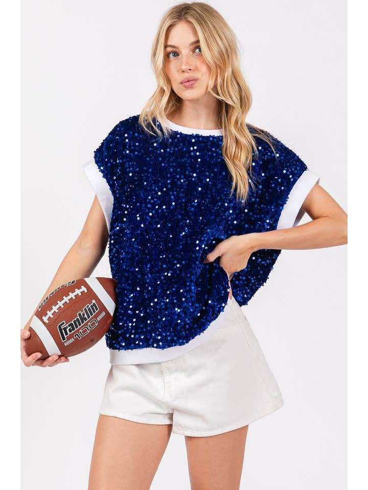 Purple Lava - Wholesale Blouse - Women's - GAMEDAY VELVET SEUQUIN TOP