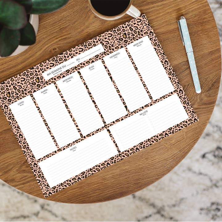 Green & Paper - Vente Agendas - planning semainier A4 leopard graou