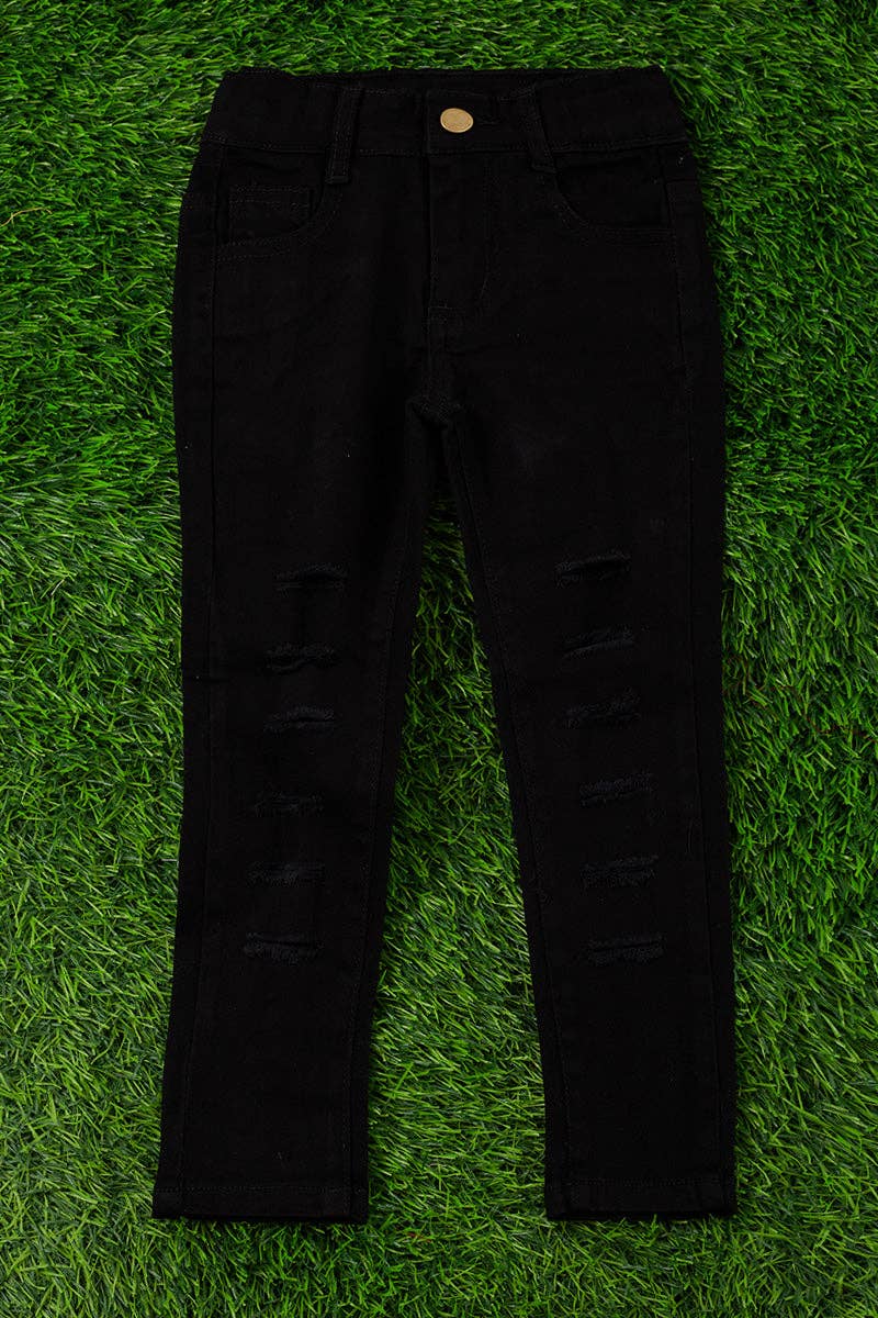 Kids Charm Online - Wholesale Jeans - Kids - Black ripped skinny jeans. PNG25133063 amy6