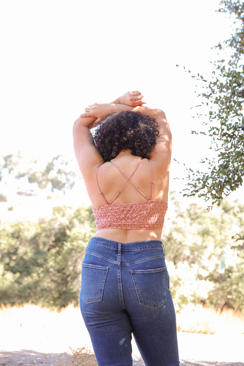 Leto Accessories - Wholesale Bralette - Women's - Crochet Lace Longline Bralette–XL, Padded, Stylish Comfort🌼13