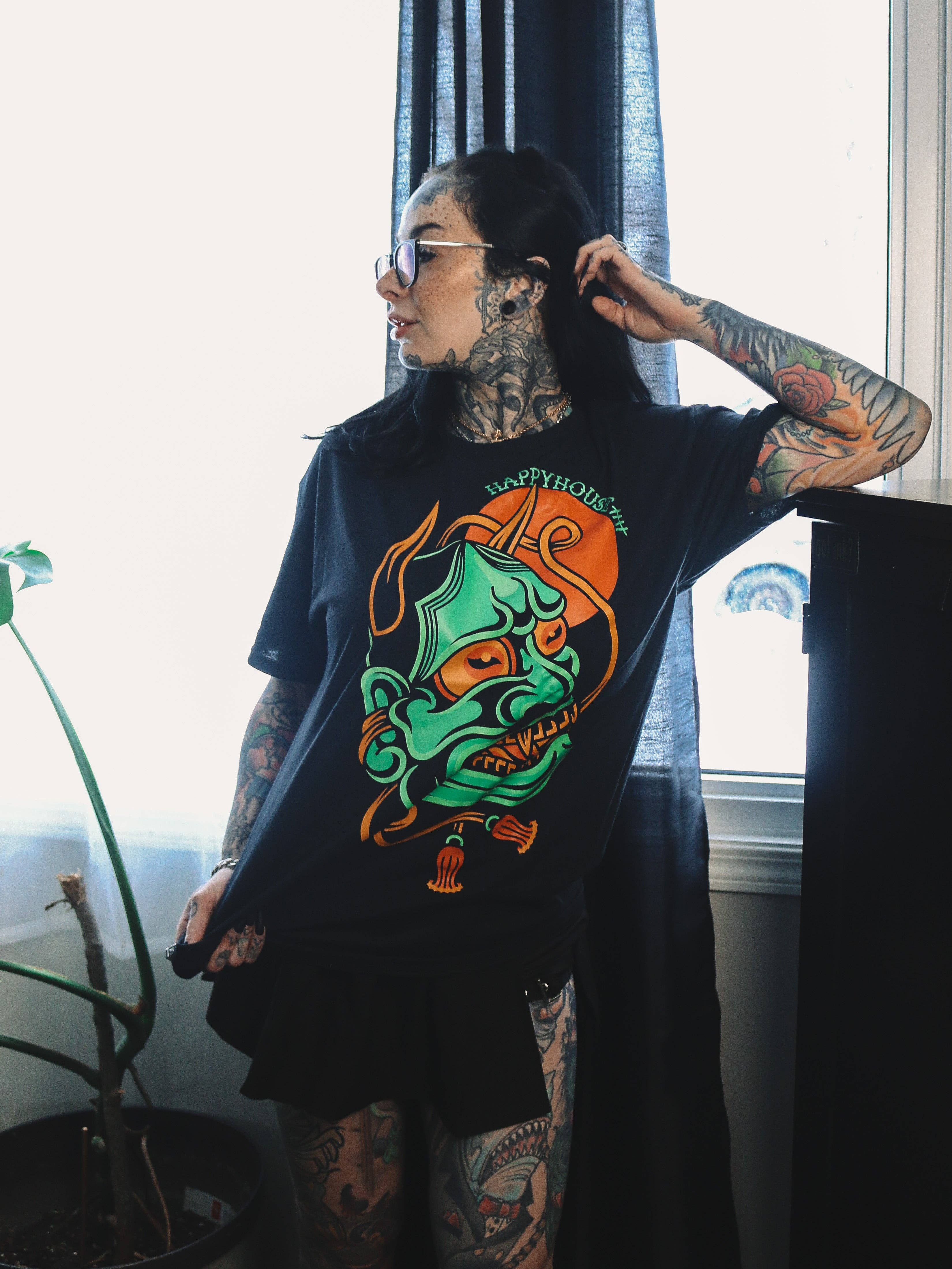 Happy H0use Apparel – wholesale Screen printed t-shirt – unisex – Hannya Mask4