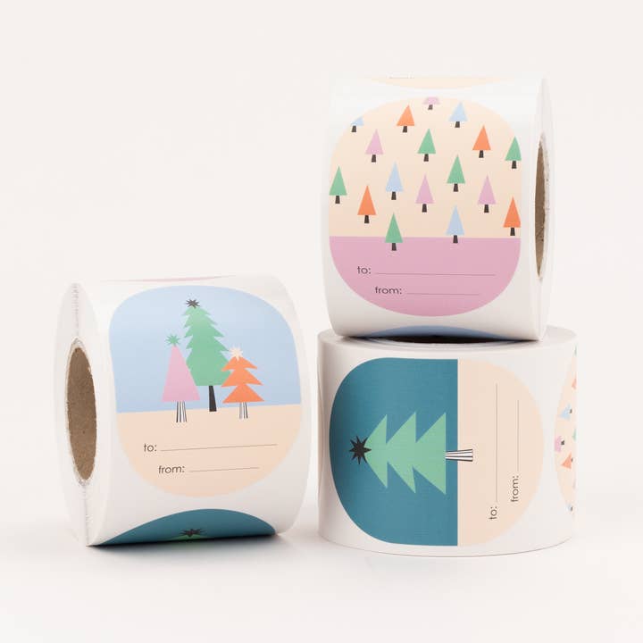 Klistermärken Julgran, Till... / Från... (Petrol/Blå/Rosa) för wholesale av liebevoll verpackt