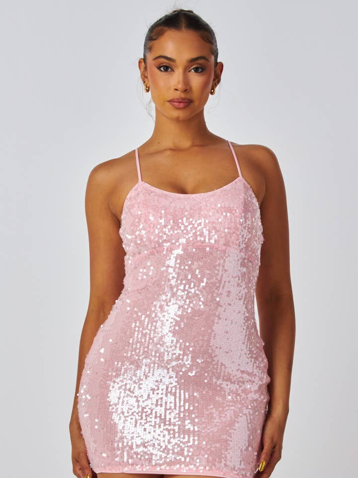 Sculpted Glow Sequins Mini Dress (HDD32397) for wholesale by Hot & Delicious