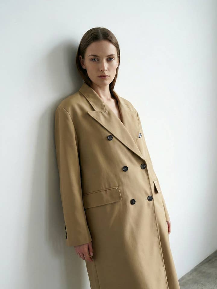 Cappotto oversize estivo con chiusura doppio petto per la vendita all'ingrosso da parte di KZELL PARIS