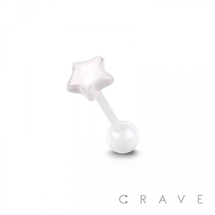 CRAVE BODY JEWELRY - Wholesale Face/Body Chain - ACRYLIC STAR BIO-FLEX TONGUE BARBELL