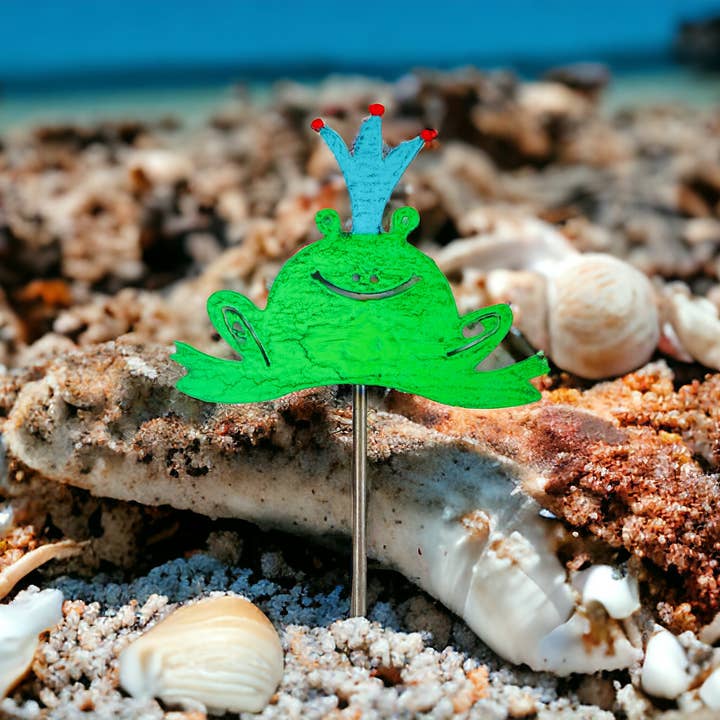 Whimsies - Wholesale Garden/Lawn Stake - Frog plant stake outdoor metal garden stake summer Eco