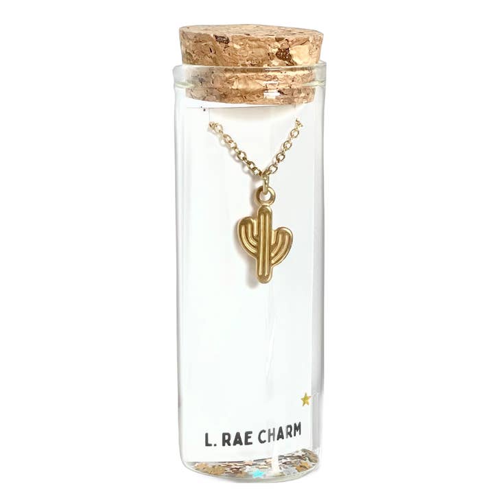 Gold Cactus Charm Necklaceย for wholesale by L Rae Charm