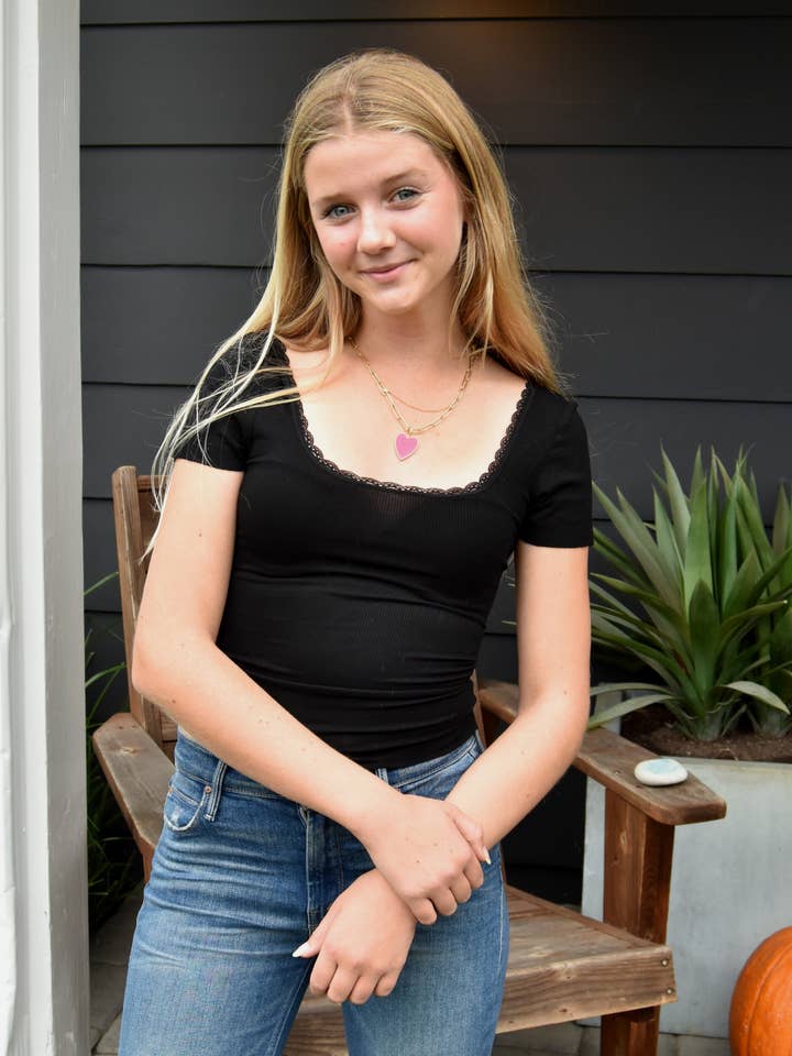 The Gabby Lace Trim T-Shirt for wholesale by 8apart