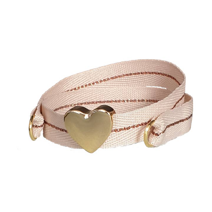 PULSEIRA DE CORAÇÃO DOURADO LUREX BEGE por atacado de Smartever Srl