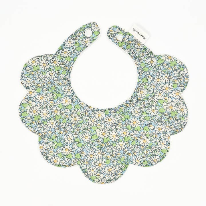 Alice Blue - Liberty Scalloped Dribble Bib for wholesale by Monica and Me Ltd