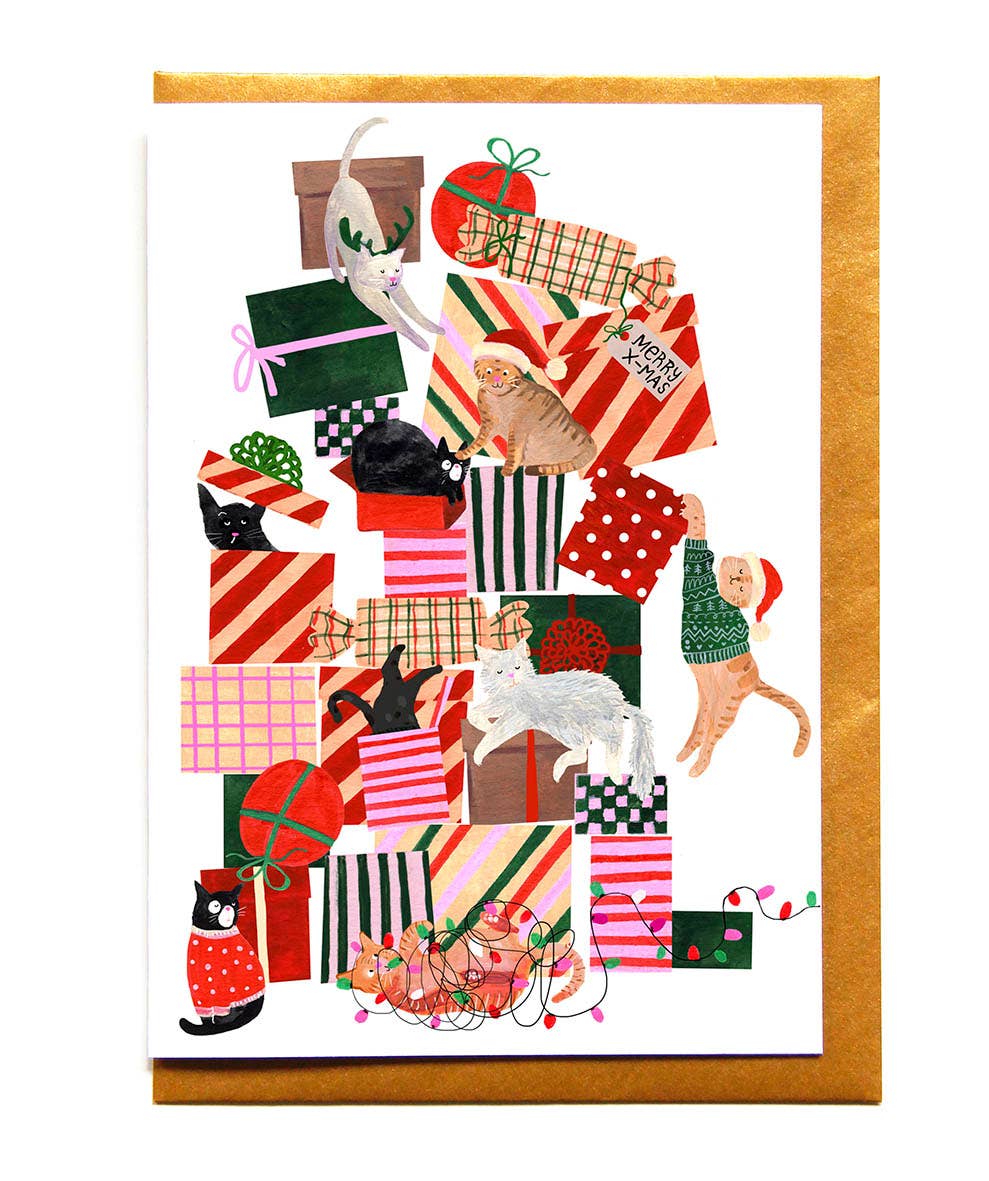 Reddish Design - Wholesale Christmas Card - Kerstkatten cadeaus stapel0