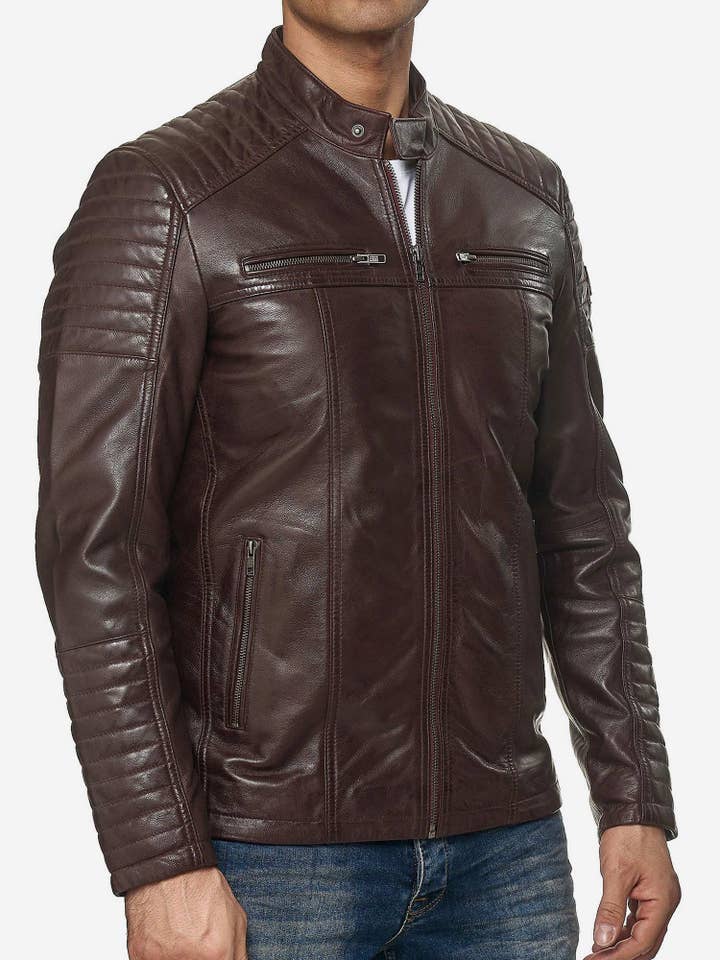 Tazzio - Wholesale Leather Jacket - Men's - Tazzio 19709 Men's Genuine Leather Biker Jacket