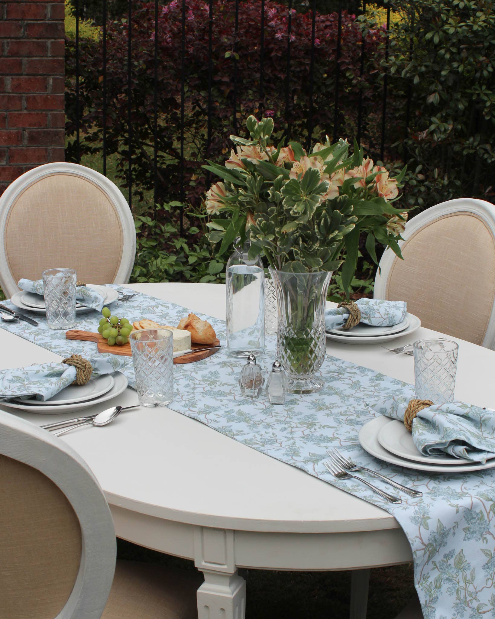 Hyacinth Blue Floral Table Runner for Weddings and Holidays  for wholesale on Faire1