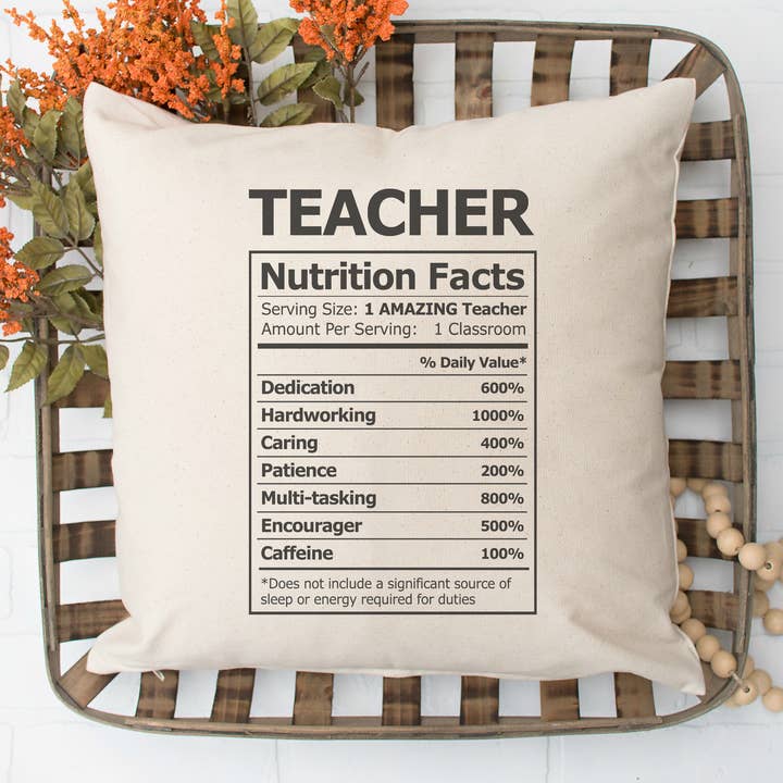 Emma and the Bean – wholesale Dekorativ kudde – Teacher Appriation Näringsfakta Pillow0