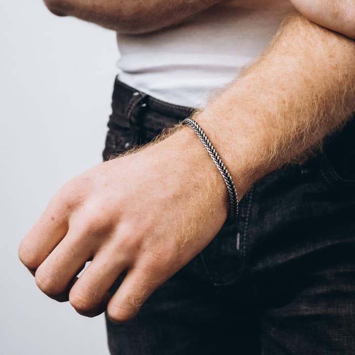 Apollis - Wholesale Schakelarmband - Sterling zilveren vossenstaart geoxideerde geweven armband