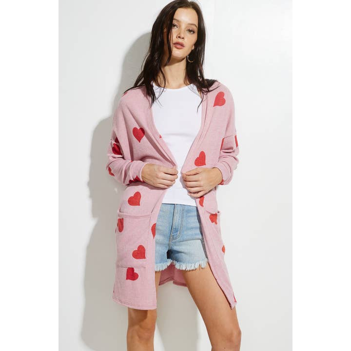 Cardigan de style décontracté en tricot imprimé pour la Saint-Valentin pour la vente par Phil Love