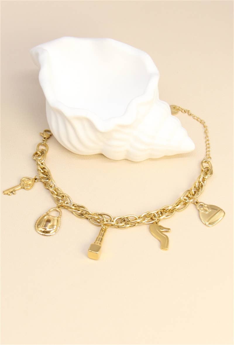 golden Stainless Steel Bracelet With Elegant Charm for wholesale on Faire