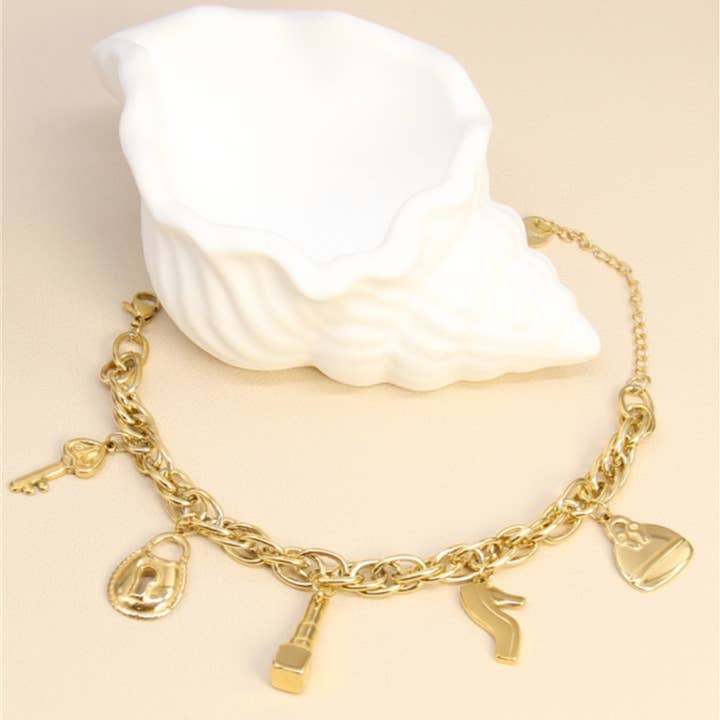 golden Stainless Steel Bracelet With Elegant Charm for wholesale on Faire0