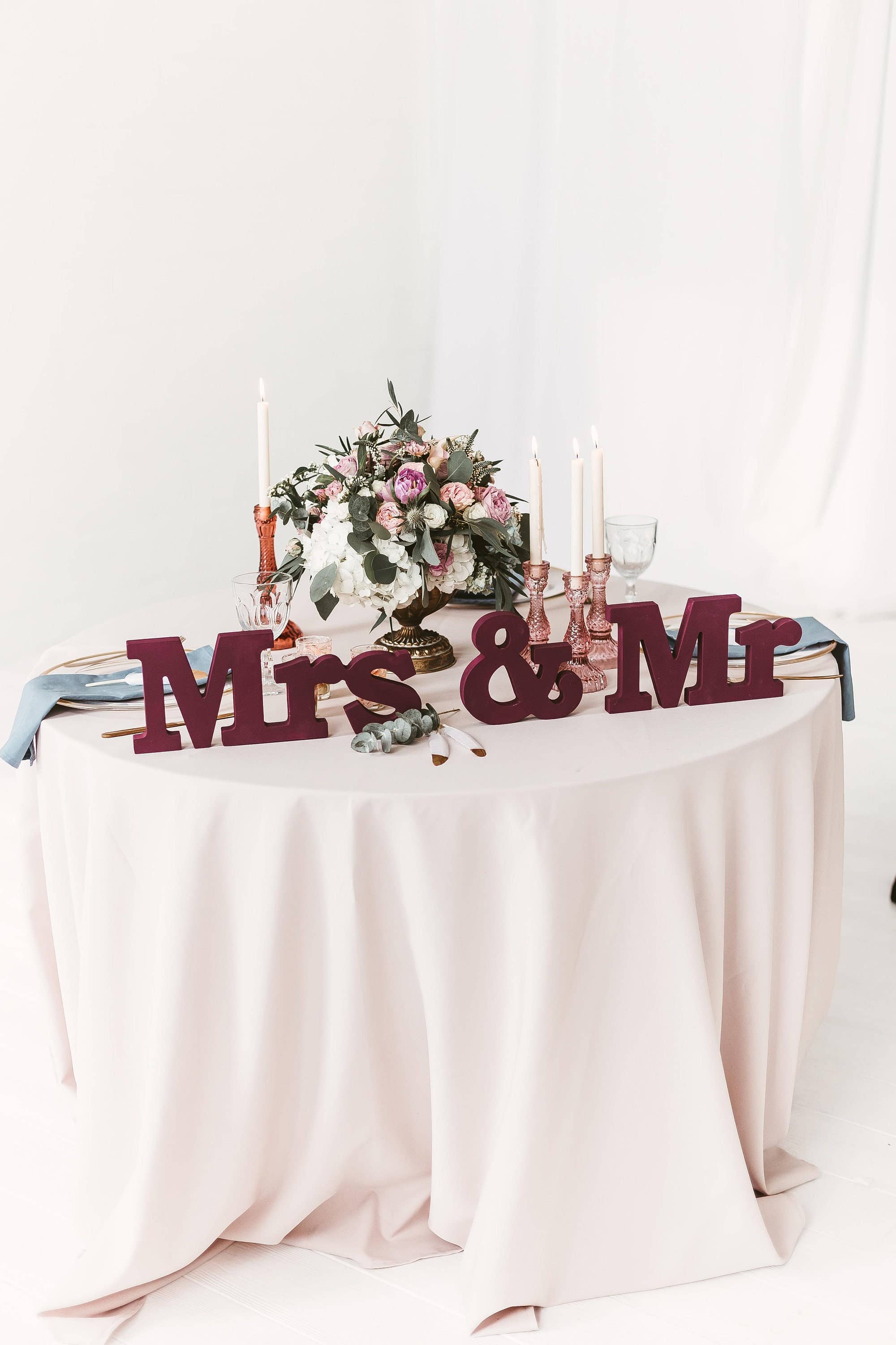 Woodinout - Wholesale Desk/Tabletop Sign - Custom color Mr and Mrs sign, Wedding table decorations0