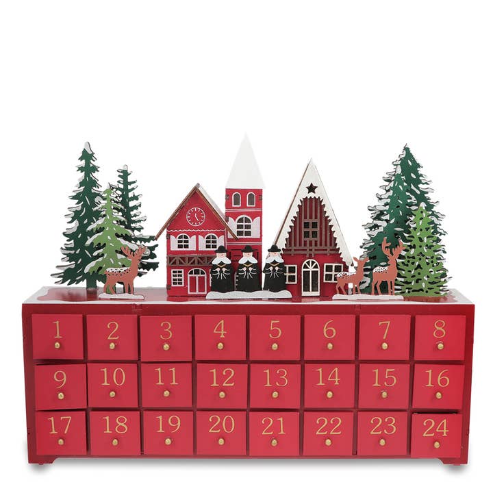 Wooden advent calendar with LED lighting - Carol singers (re for wholesale by Rex B2B - UK